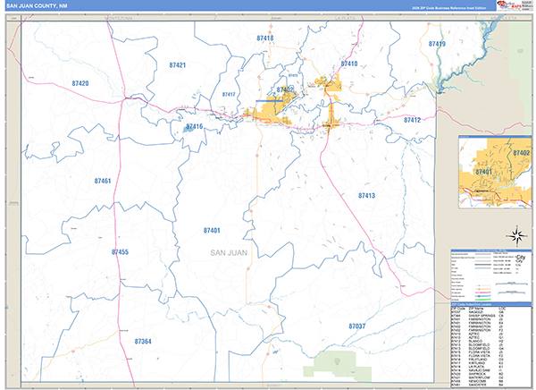 San Juan County, NM Zip Code Map